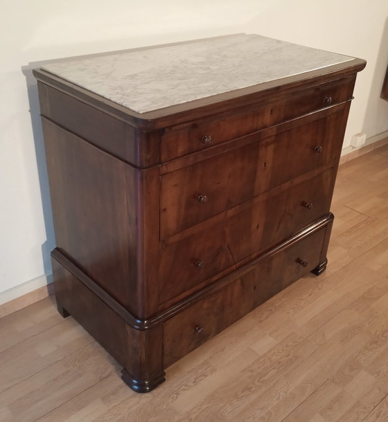 Image 1 of Italian Four Drawer Chest Of Drawers In Late 19Th Century Walnut