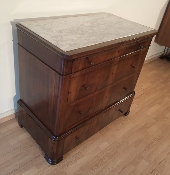 Image 1 of Italian Four Drawer Chest Of Drawers In Late 19Th Century Walnut