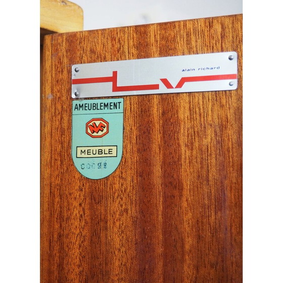 Image 1 of Vintage cherry wood and mahogany sideboard by Alain Richard for Meubles Tv, 19540