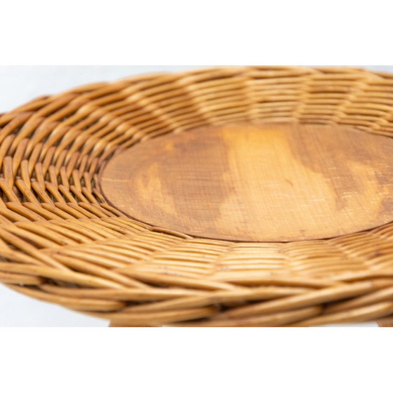 Image 1 of Taburete de ratán de mediados de siglo diseñado por Jan Kalous para Úluv, Checoslovaquia, década de 1960