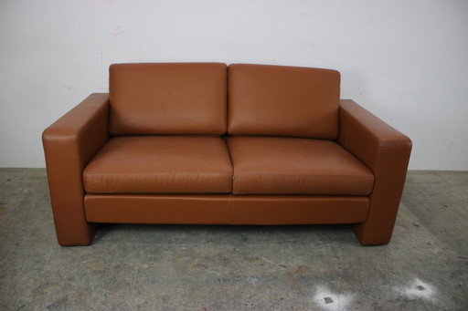 Cor Conseta two-seater couch designer genuine leather saddle brown sofa