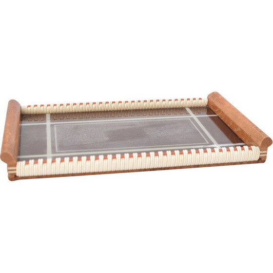 Image 1 of Vintage wood and glass breakfast tray for Holzsieb Bt Wasungen, Germany 1960
