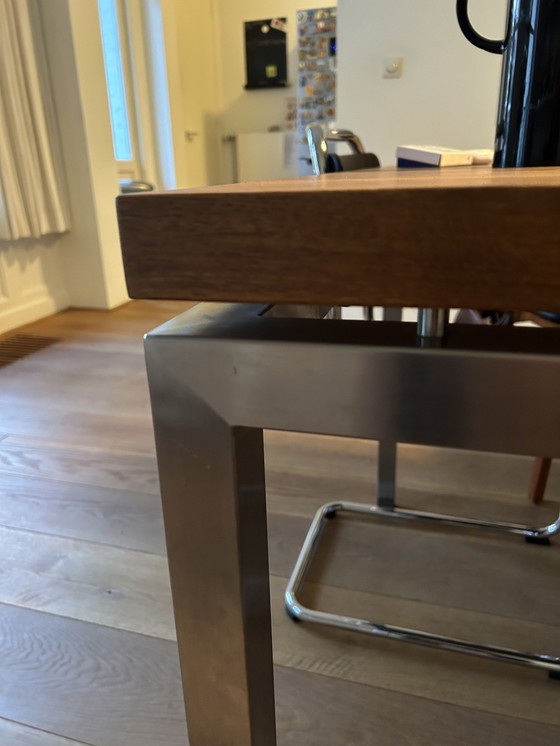 Image 1 of Dining Table Old Oak With Stainless Steel Frame