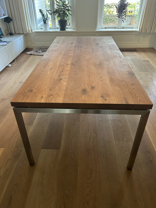 Dining Table Old Oak With Stainless Steel Frame