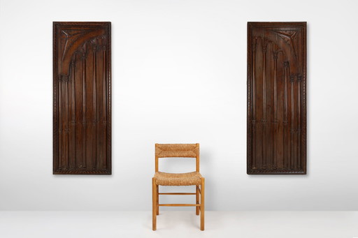 Pair of large carved Portuguese oak wall panels, ca. 1850