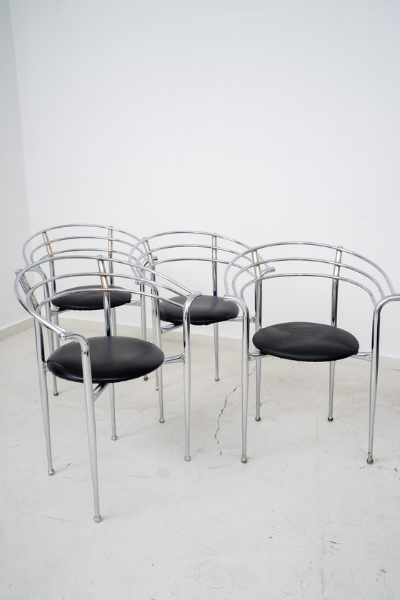 Image 1 of 4 post modern tubular steel frame chairs