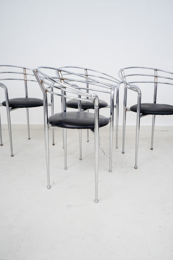 Image 1 of 4 post modern tubular steel frame chairs