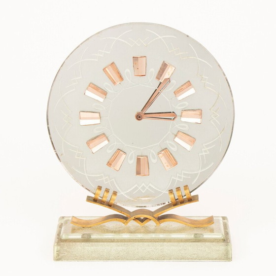 Image 1 of Vintage Art Deco glass clock, Italy