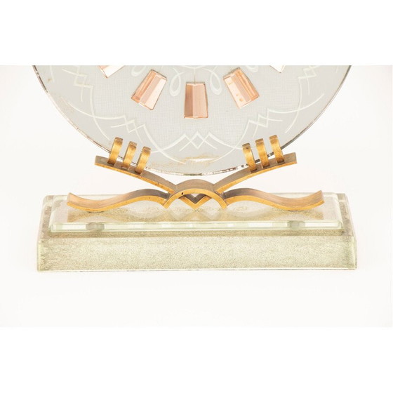 Image 1 of Vintage Art Deco glass clock, Italy