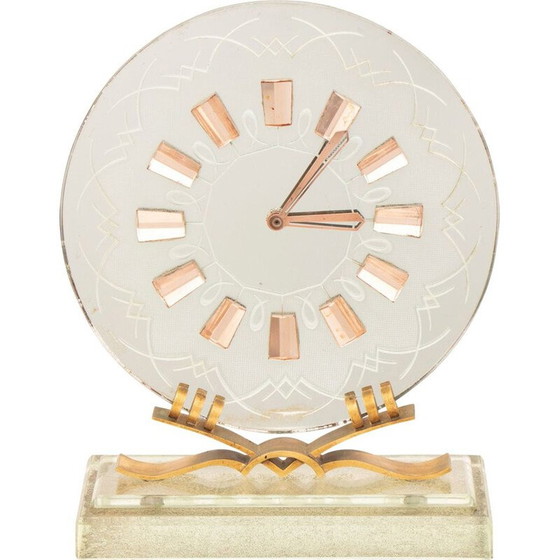 Image 1 of Vintage Art Deco glass clock, Italy