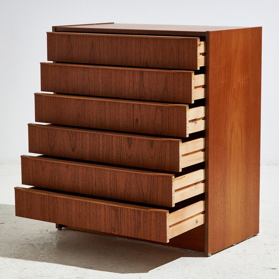 Image 1 of Vintage teak chest of drawers with 6 drawers, Denmark 1970