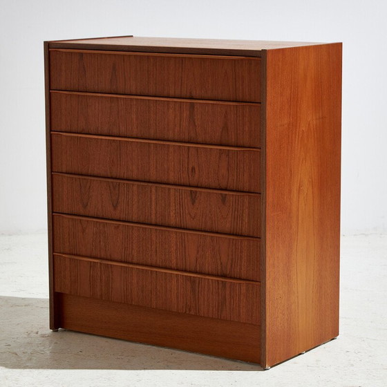 Image 1 of Vintage teak chest of drawers with 6 drawers, Denmark 1970