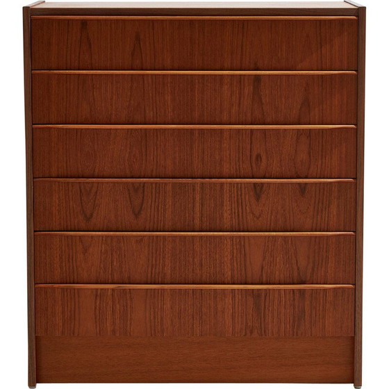 Image 1 of Vintage teak chest of drawers with 6 drawers, Denmark 1970