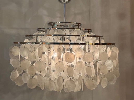 XXL capiz shell chandelier design quality opaline pearl Chrome frame