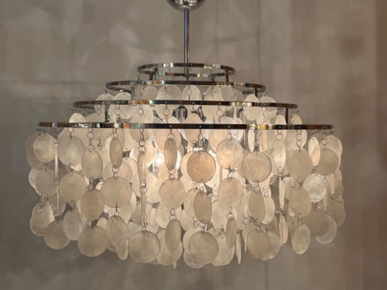 Image 1 of XXL capiz shell chandelier design quality opaline pearl Chrome frame