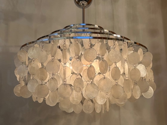 Image 1 of XXL capiz shell chandelier design quality opaline pearl Chrome frame