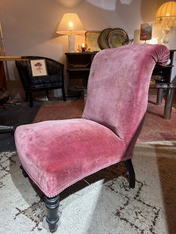 Image 1 of Napoleon Iii Pink Velvet Fireside Chair