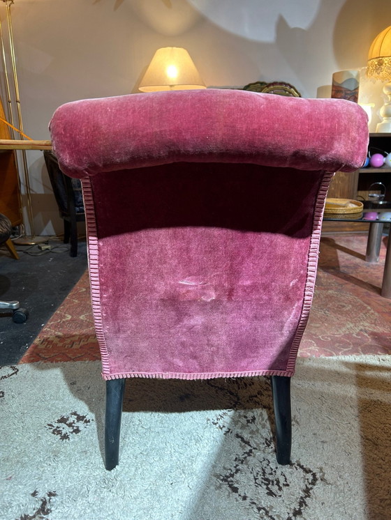 Image 1 of Napoleon Iii Pink Velvet Fireside Chair