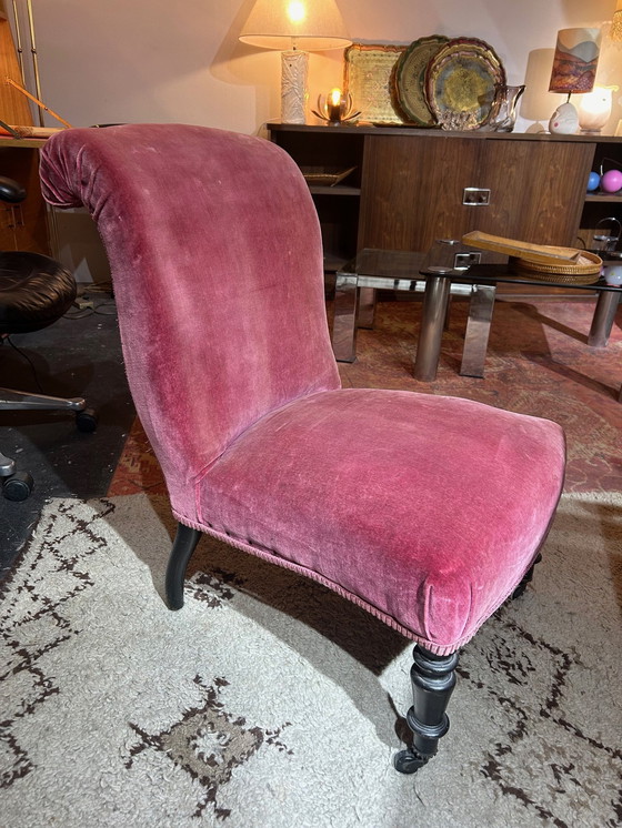 Image 1 of Napoleon Iii Pink Velvet Fireside Chair