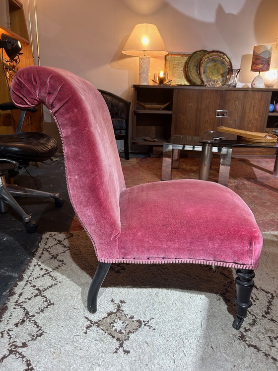 Image 1 of Napoleon Iii Pink Velvet Fireside Chair