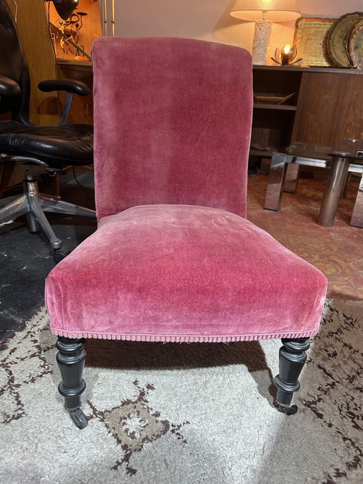 Napoleon Iii Pink Velvet Fireside Chair