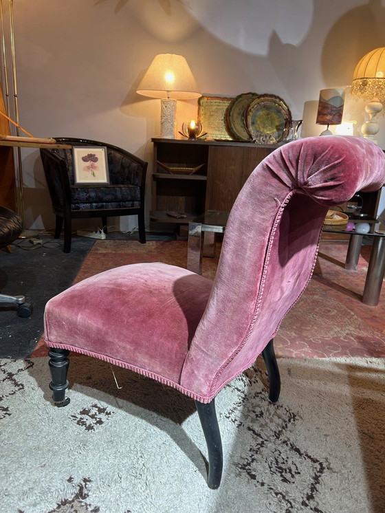 Image 1 of Napoleon Iii Pink Velvet Fireside Chair