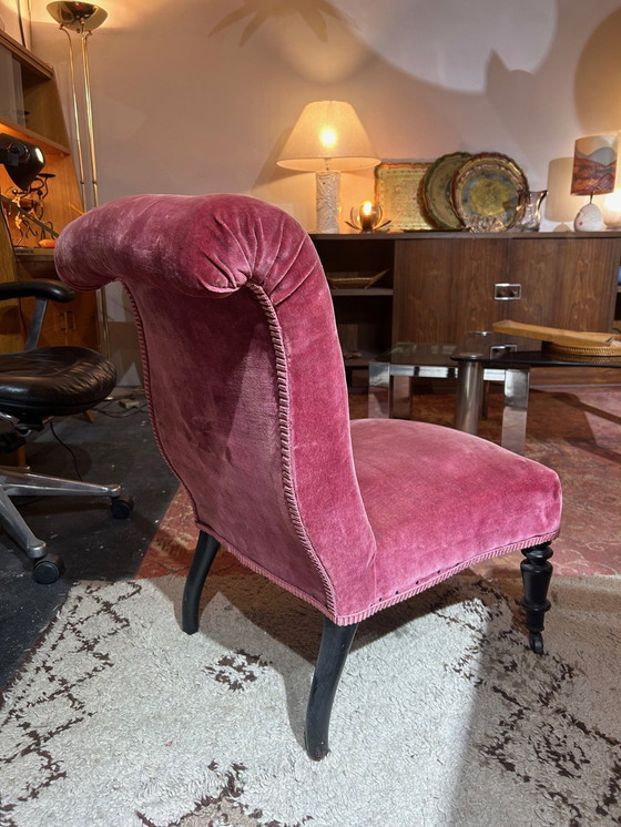 Image 1 of Napoleon Iii Pink Velvet Fireside Chair