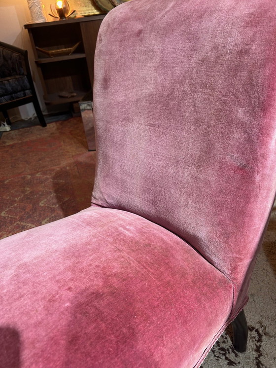 Image 1 of Napoleon Iii Pink Velvet Fireside Chair