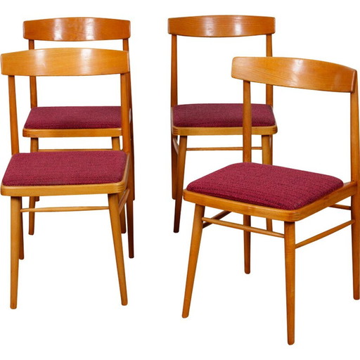 Set of 4 vintage Czech chairs by Ton, 1970