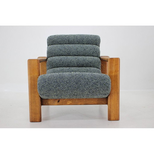 Vintage living room set in oakwood with upholstered, Finland 1960s