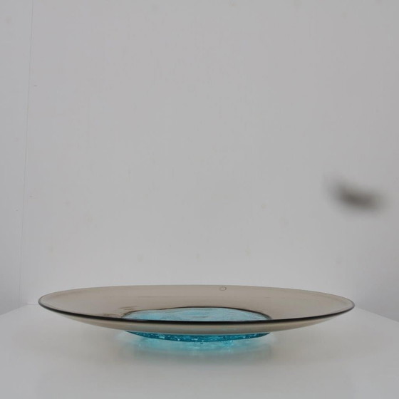 Image 1 of Tapio Wirkkala Azure Core Glass Plate for Venini, Italy 1990