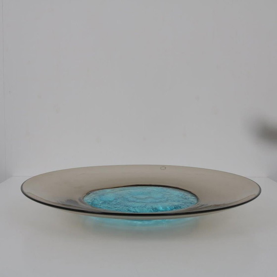 Image 1 of Tapio Wirkkala Azure Core Glass Plate for Venini, Italy 1990