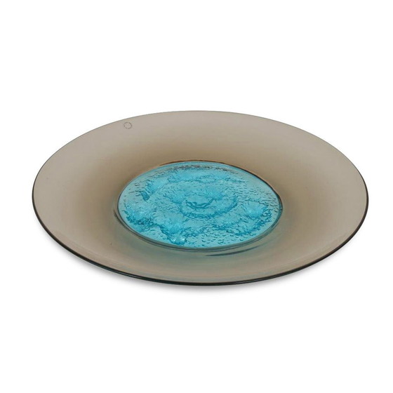 Image 1 of Tapio Wirkkala Azure Core Glass Plate for Venini, Italy 1990