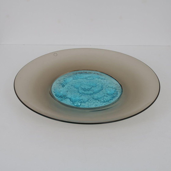 Image 1 of Tapio Wirkkala Azure Core Glass Plate for Venini, Italy 1990