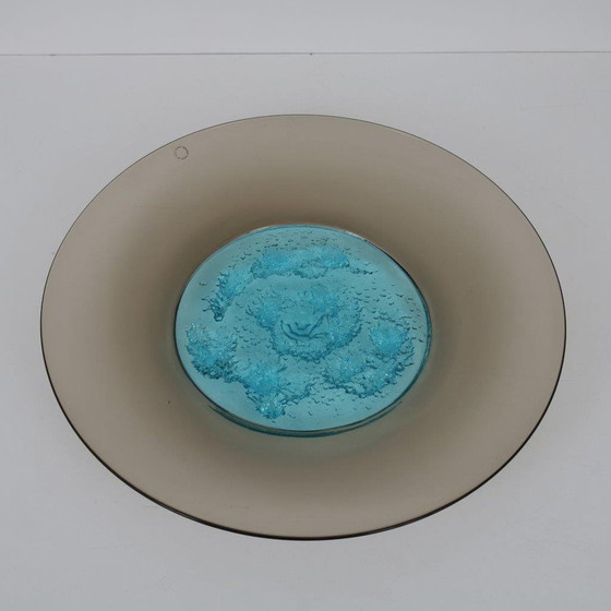 Image 1 of Tapio Wirkkala Azure Core Glass Plate for Venini, Italy 1990