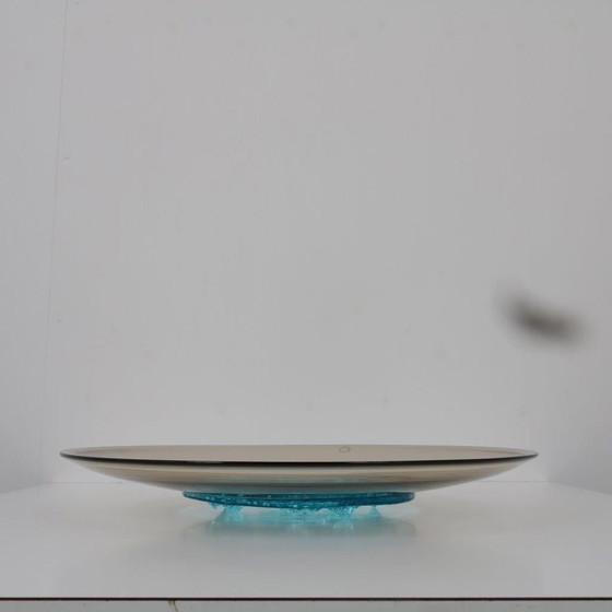 Image 1 of Tapio Wirkkala Azure Core Glass Plate for Venini, Italy 1990