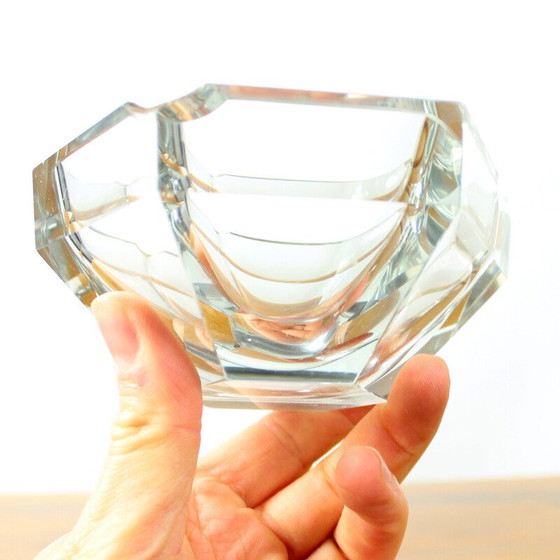 Image 1 of Vintage "Diamant" transparent glass ashtray in the shape of a diamond, Czechoslovakia 1950