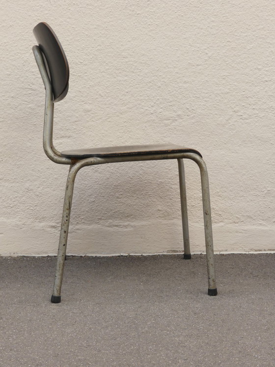 Image 1 of 4 x chair industrial design 50s tubular steel plywood