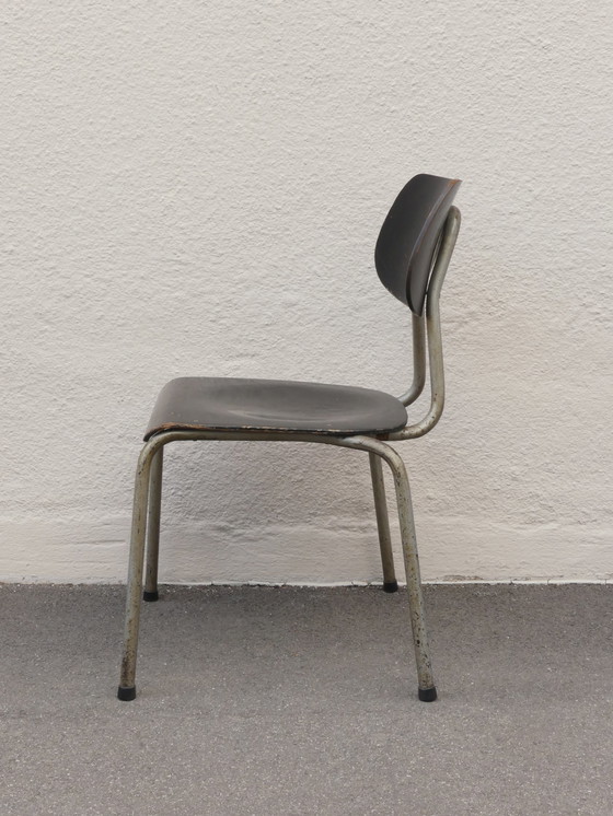 Image 1 of 4 x chair industrial design 50s tubular steel plywood