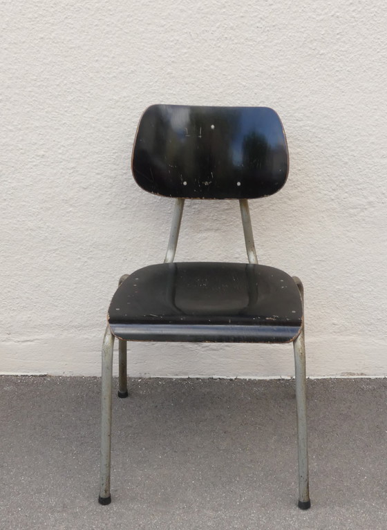 Image 1 of 4 x chair industrial design 50s tubular steel plywood