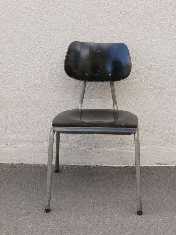 Image 1 of 4 x chair industrial design 50s tubular steel plywood