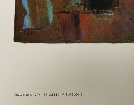 Image 1 of Didot: "Still Life With Melon." ©1965 Franz Hanfstaengl, Munich. Signed In the Plate.