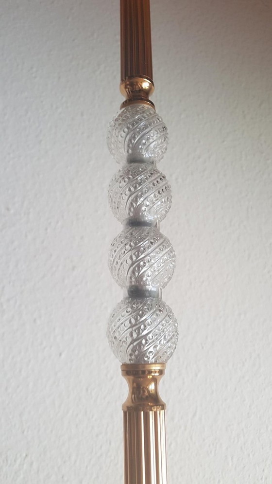 Image 1 of Lead Crystal Gilded Three-Arm Floor Lamp