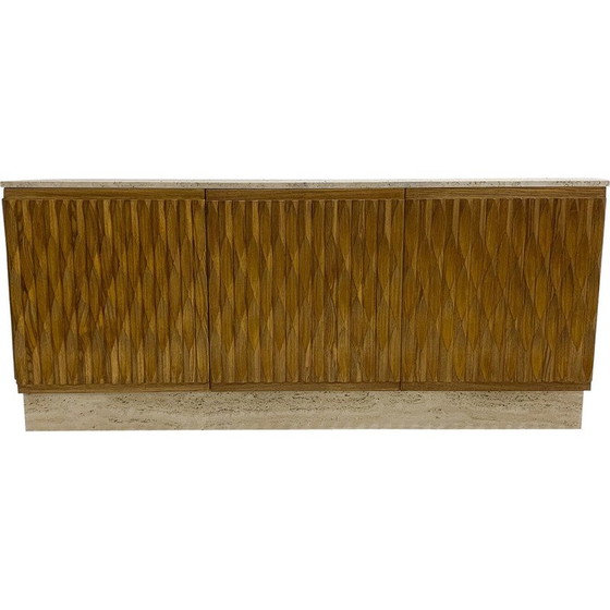 Image 1 of Vintage sideboard in wood and travertine, Italy