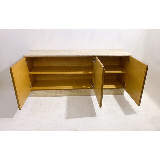 Image 1 of Vintage sideboard in wood and travertine, Italy