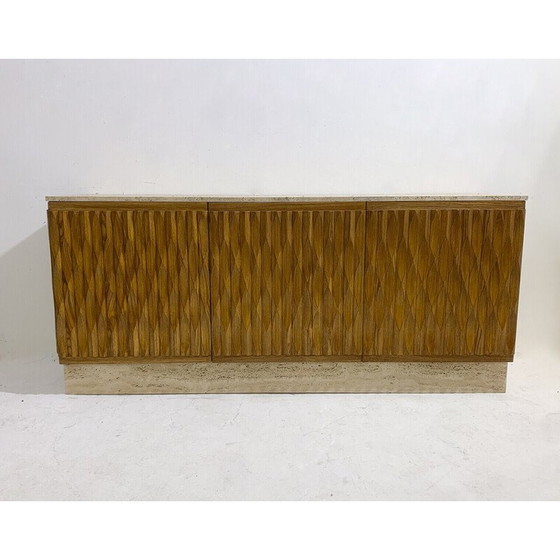 Image 1 of Vintage sideboard in wood and travertine, Italy