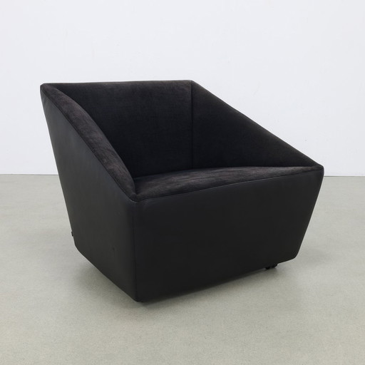 Postmodern Armchair On Wheels Leather Cor