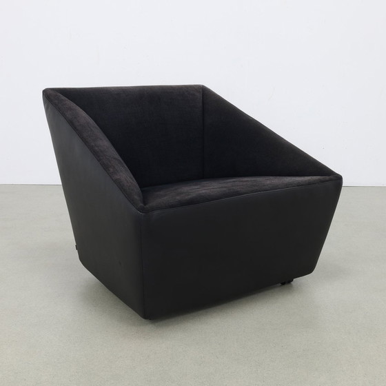 Image 1 of Postmodern Armchair On Wheels Leather Cor