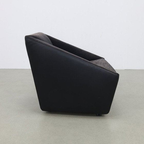 Image 1 of Postmodern Armchair On Wheels Leather Cor