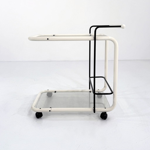 White Postmodern Serving Trolley With Quaderna Pattern, 1980S